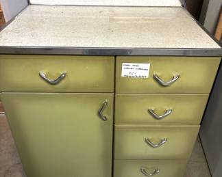 Green metal cabinet.
