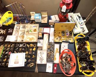 Variety of costume jewelry.
