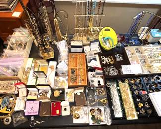Variety of costume jewelry.