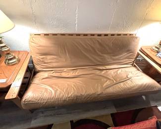 Oak Framed Futon. 33 1/2" D x 82 1/2" W x 30 1/2" H.
