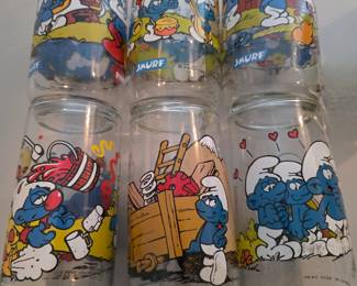 1980's Smurf Glass Set