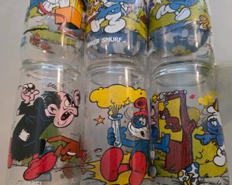 1980's Smurf Glass Set