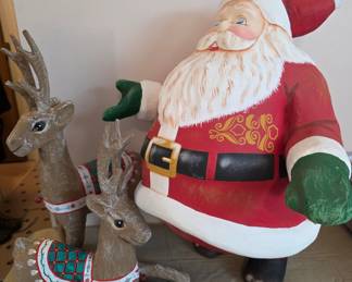 Santa & Reindeer Pair - paper mache