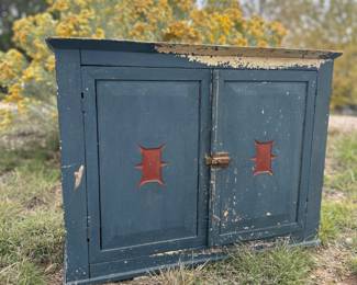 Antique Folk Art Painted Wooden Cabnet $400