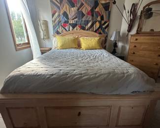 Queen Bed - Wooden frame & headboard with mattress & boxsprings $300