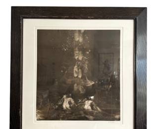 Mono Print by Randal La Gro  - Value - at least $4,000 priced at $2,000 - framed by Randolph Laub  • Today, LaGro works out of his 2,200 square-foot studio on the Hondo Mesa just north of Taos, New Mexico. Like the vast high desert landscape surrounding his studio near the Rio Grande, the wondrous yet hauntingly familiar imagery found in his oil paintings and monotypes comes filtered through the landscape of the artist’s subconscious.
A recipient of numerous awards, LaGro’s work is exhibited in museums and major collections nationwide including, The Cincinnati Museum of Art, The Harwood Museum in Taos, NM, The State Capitol Collection, Santa Fe, NM, The State of Ohio, Toledo, OH as well as inclusion in several corporate and private collections.
Randall is currently represented by Alan Avery Art Company in Atlanta, GA, Christopher Hill Gallery in St. Helena, CA, Mary Martin Gallery in Charleston, SC, Muse Art Services in Asheville, NC, and Untitled Fine Art in Taos, NM.