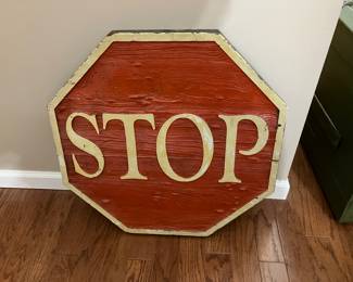 Vintage wooden stop sign