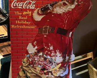 Vintage Santa Coca-Cola store display sign