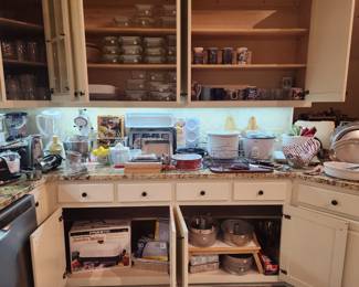 Very long collection of cooking items great for buffets church and more
