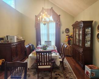 Entire dining room set table 6 chairs Buffet China cabinet