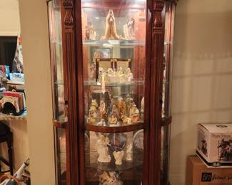 Pulaski Empire Style Cherry Wood Large Radius Glass Curio Display Cabinet