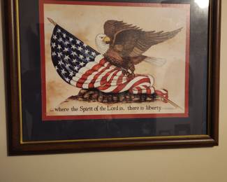 Where the spirit of the Lord is there is Liberty Eagle print with American flag