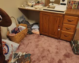 Singer sewing machine crafts some material sewing books and more