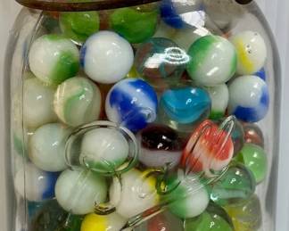 VINTAGE BALL JAR OF MARBLES