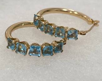 14 K YELLOW GOLD TOPAZ EARRINGS