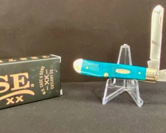 NIB CASE KNIFE-CARIBBEAN BLUE BONE SAWCUT JIG MINI TRAPPER