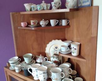 Corner Shelf Wood Cabinet China Plates Cups Saucers