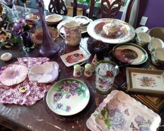 China Floral Pansies Tea Room Vases Salt Pepper Shakers