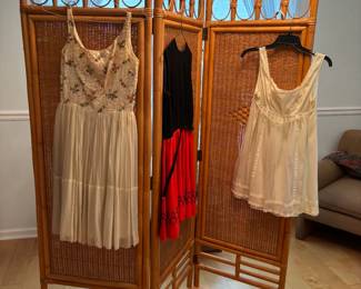 Vintage clothing, bamboo room divider