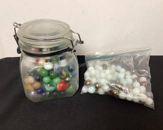 Several jars of marbles