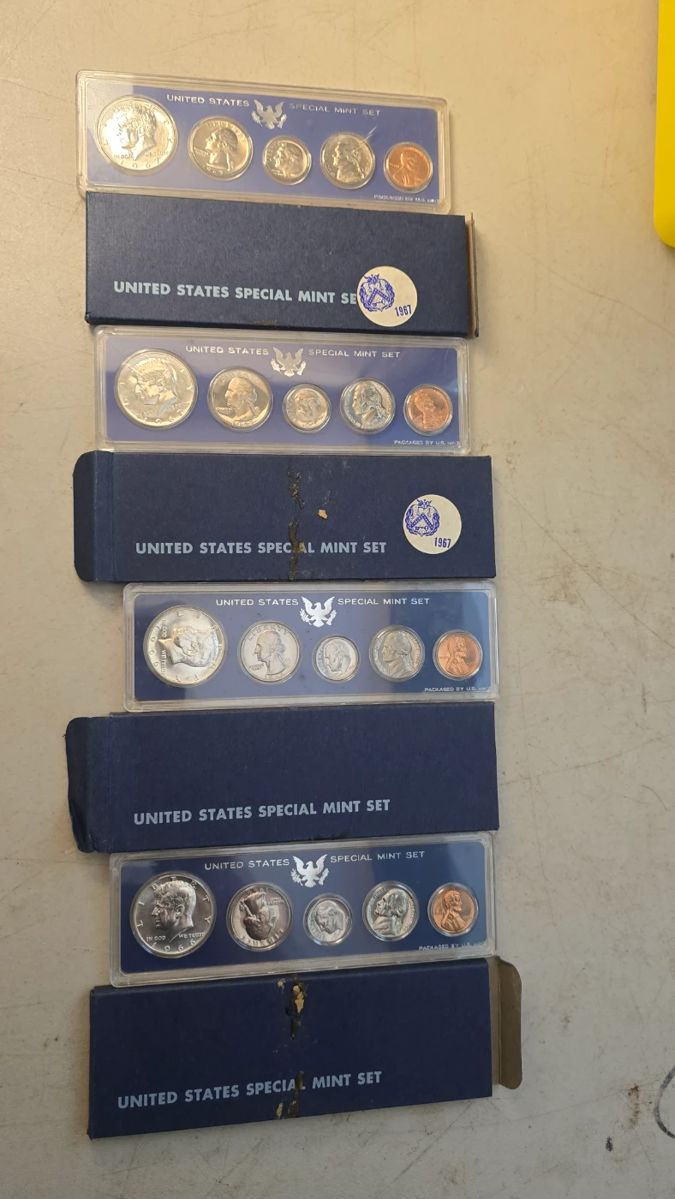US Mint coin sets some silver. lots of wheat pennies, proof sets, foreign coins, foreign paper money and more