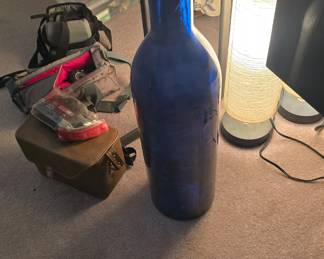 Huge Blue wine bottle decorative 