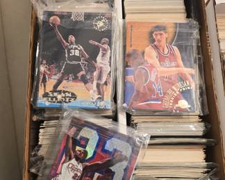 Vintage basketball trading cards.