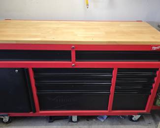Very nice 60 inch Milwaukee Rolling Tool bench.
