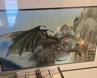 Dragon Spell poster framed and matted.
