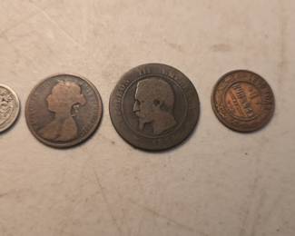 Foreign 1800s coins.