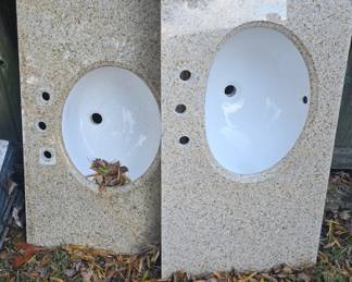 Marble top sinks.