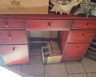 Vintage wood desk.