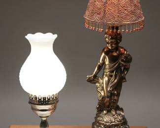 Milk Glass & Figurine Table Lamps
