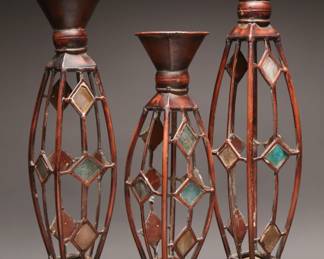 Three Stained Glass Candle Holders