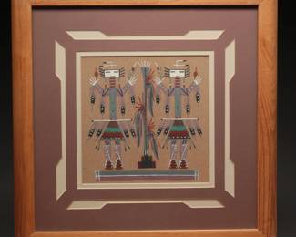 Navajo Ceremonial Sand Art in Wood Frame