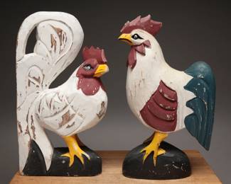 Hand-Carved Wooden Chickens