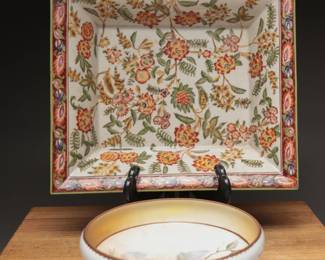 Nippon Bowl and English Floral Tray Set