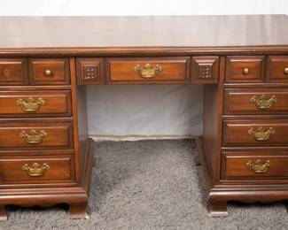 Wooden Desk With Brass Pulls