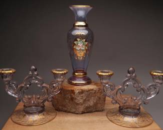 Bohemian Vase & Candelabra