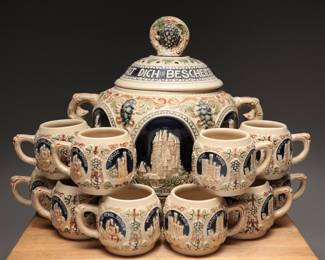 Gerz German Stoneware Punch Bowl Set