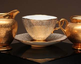 Gold Wheeling WV Tea Set