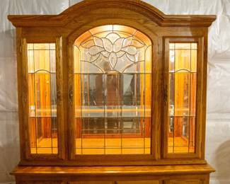 Solid Oak Two-Piece Hutch by Kushwood