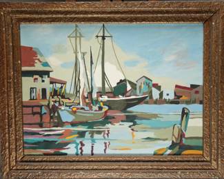 Harbor Reflections Paint by Number Art, Framed