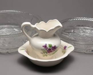 Glass Bowls & Porcelain Pitcher Set