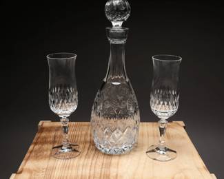 Crystal Decanter & 2 Glasses
