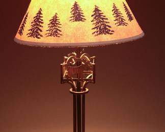 Rustic Metal Lamp with Wildlife Motifs