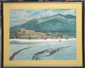 Taos Pueblo Framed Print, Southwest Winter