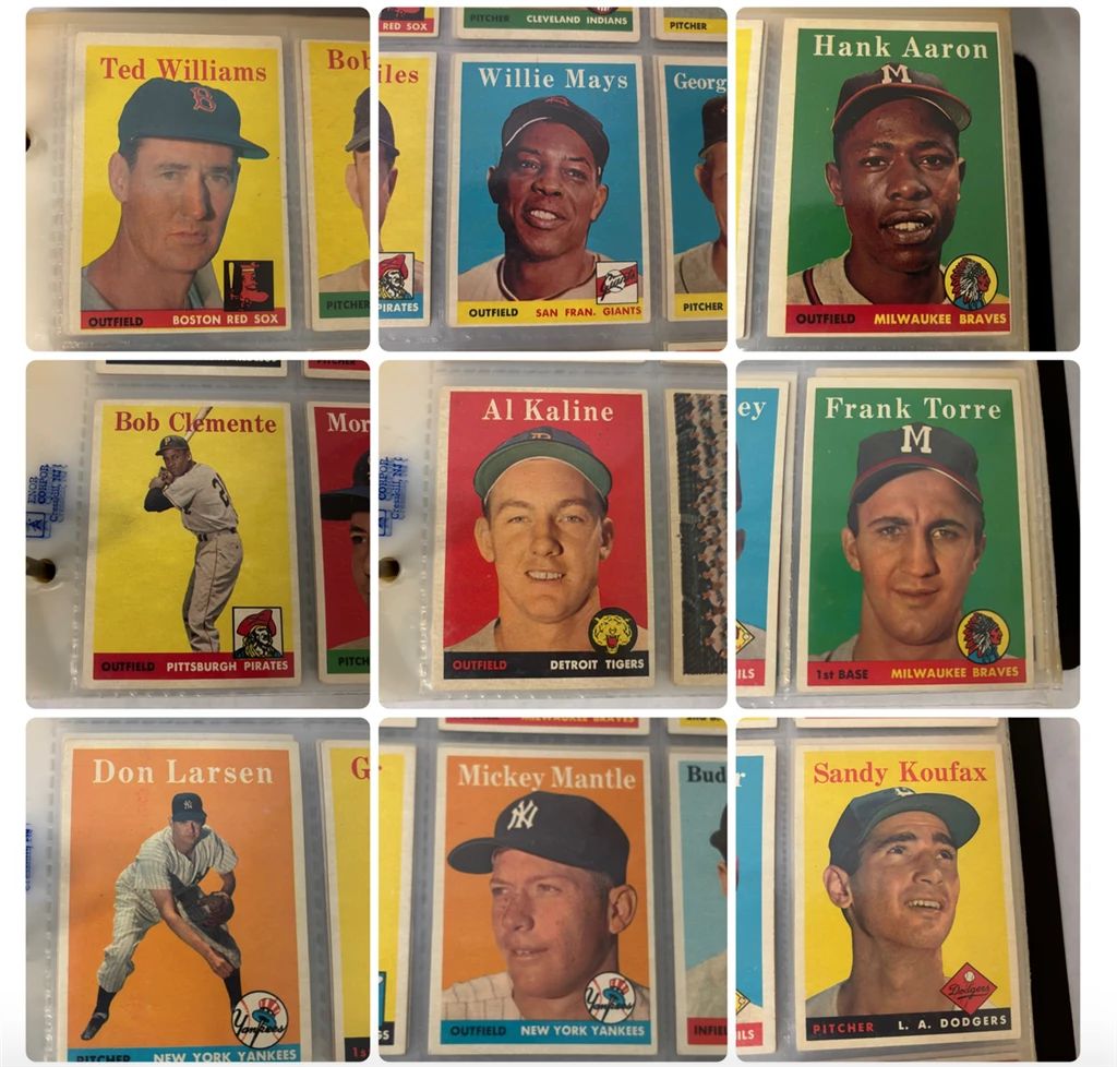 Complete 1958 Topps Baseball Card Set - In Order (1 - 495) - All Sleeved and in a Binder
