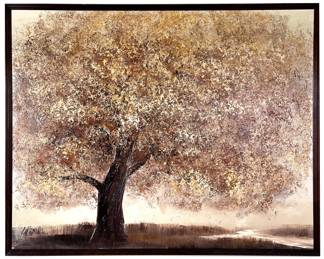 61" x 49" Mid Century Vtg Original Lee Reynolds Painting Textured Autumn Tree $1,990. Delivery available. Cost based on mileage.
