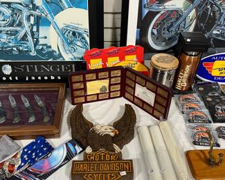 Carved HD eagle plaque, bronze ingot set (we have 2), neck ties